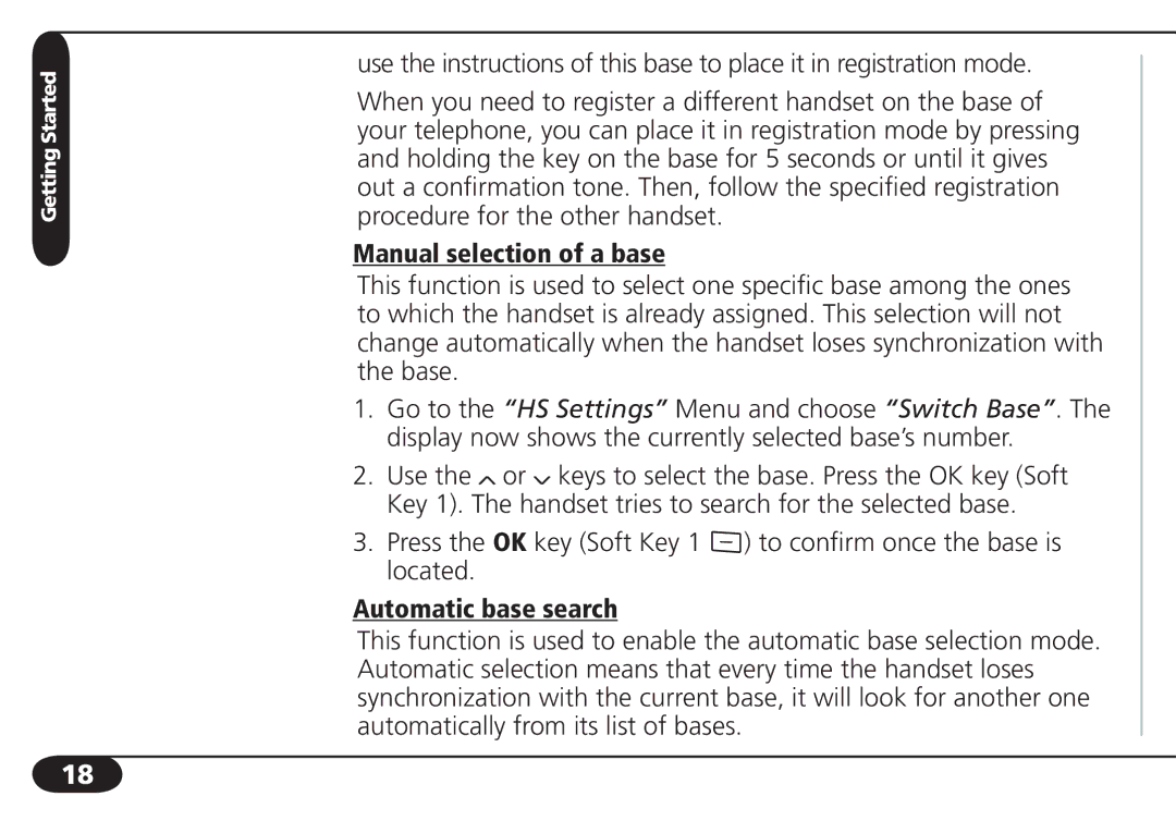 SBC comm SBC-6020 user manual Manual selection of a base, Automatic base search 