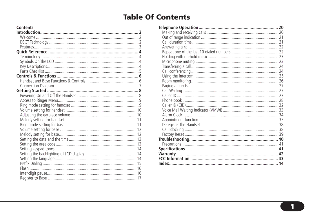 SBC comm SBC-6020 user manual Table Of Contents 