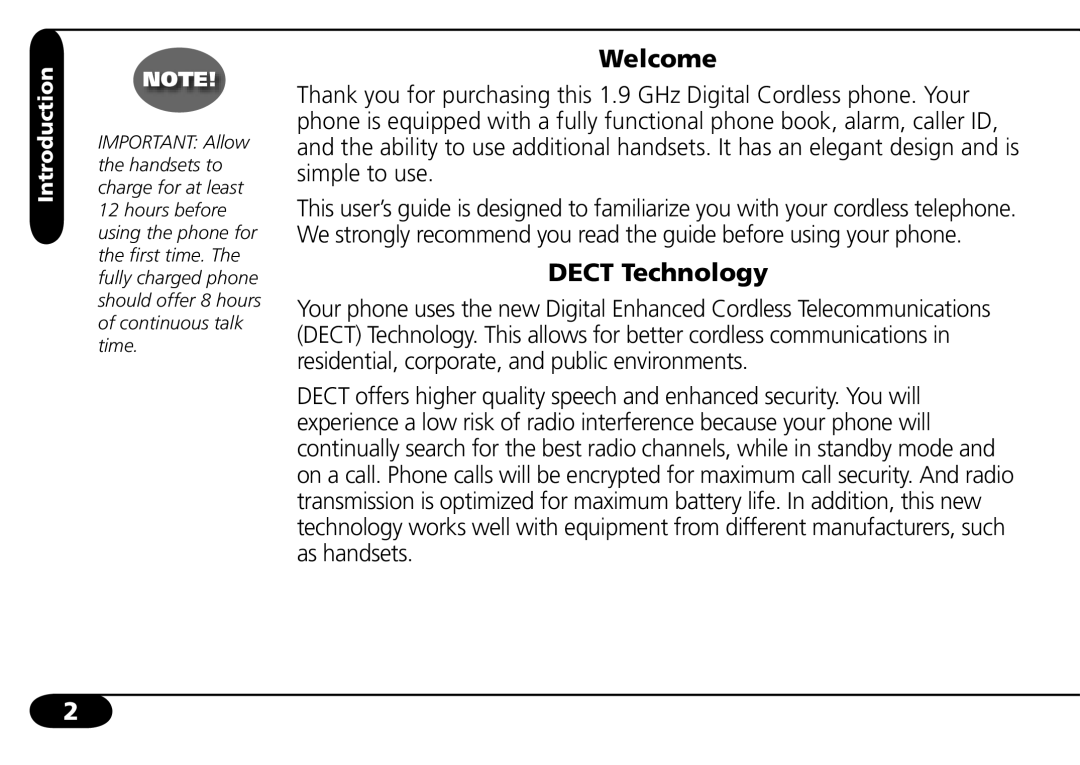 SBC comm SBC-6020 user manual Welcome, Dect Technology 