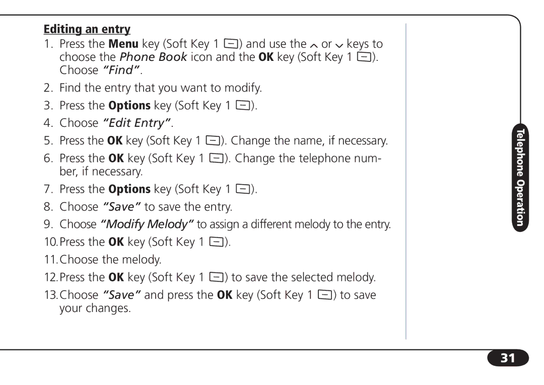 SBC comm SBC-6020 user manual Editing an entry, Choose Edit Entry 