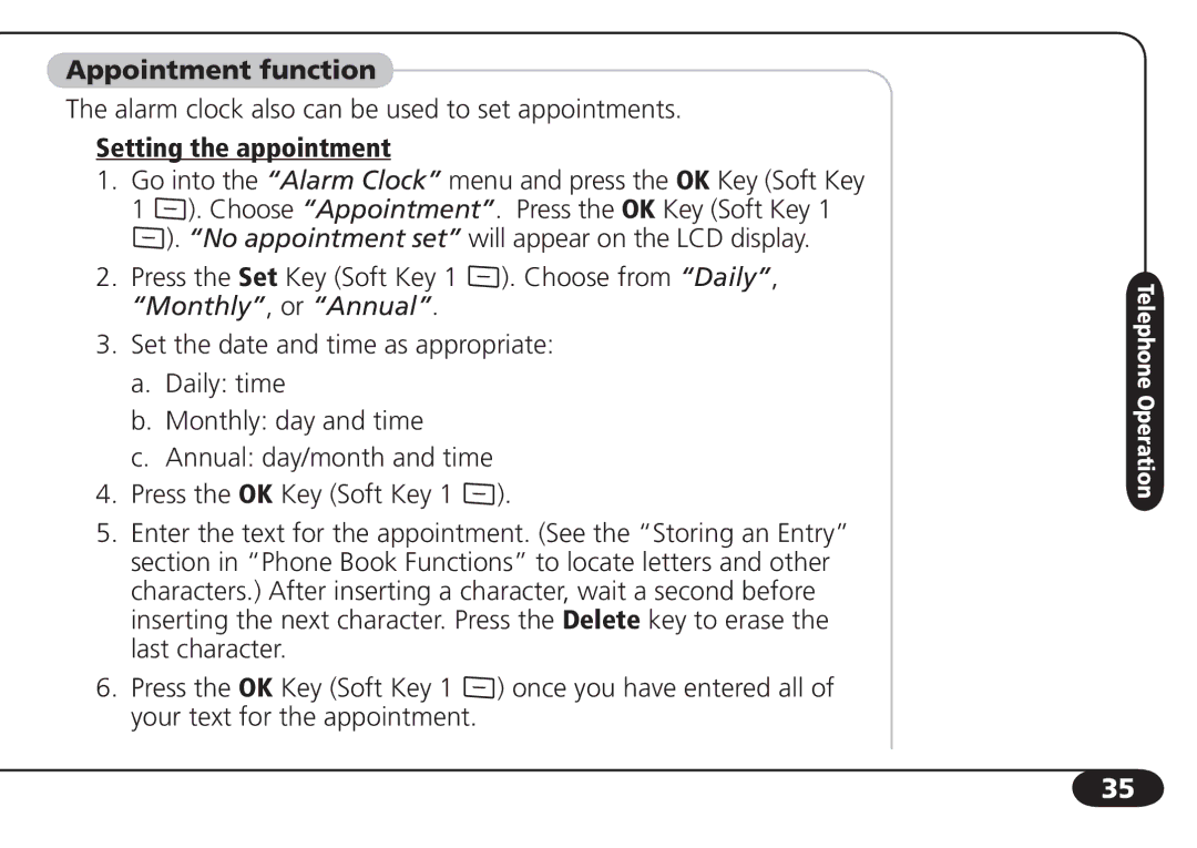 SBC comm SBC-6020 user manual Appointment function, Setting the appointment 