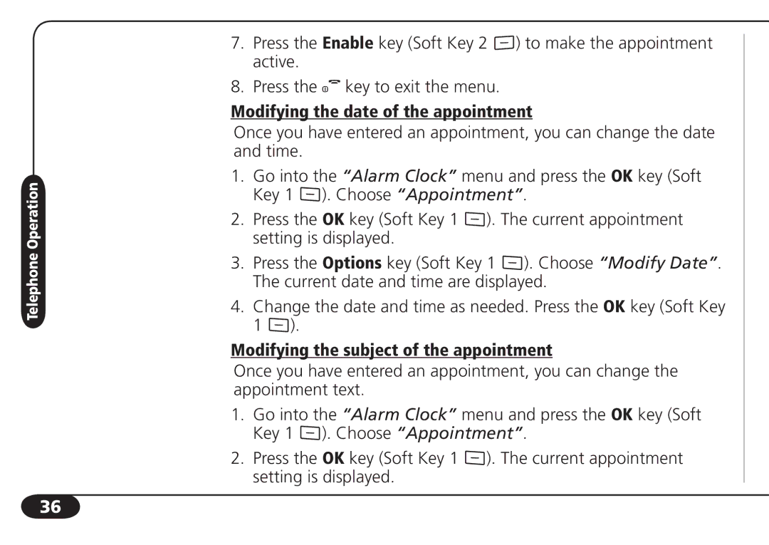 SBC comm SBC-6020 user manual Modifying the date of the appointment, Modifying the subject of the appointment 