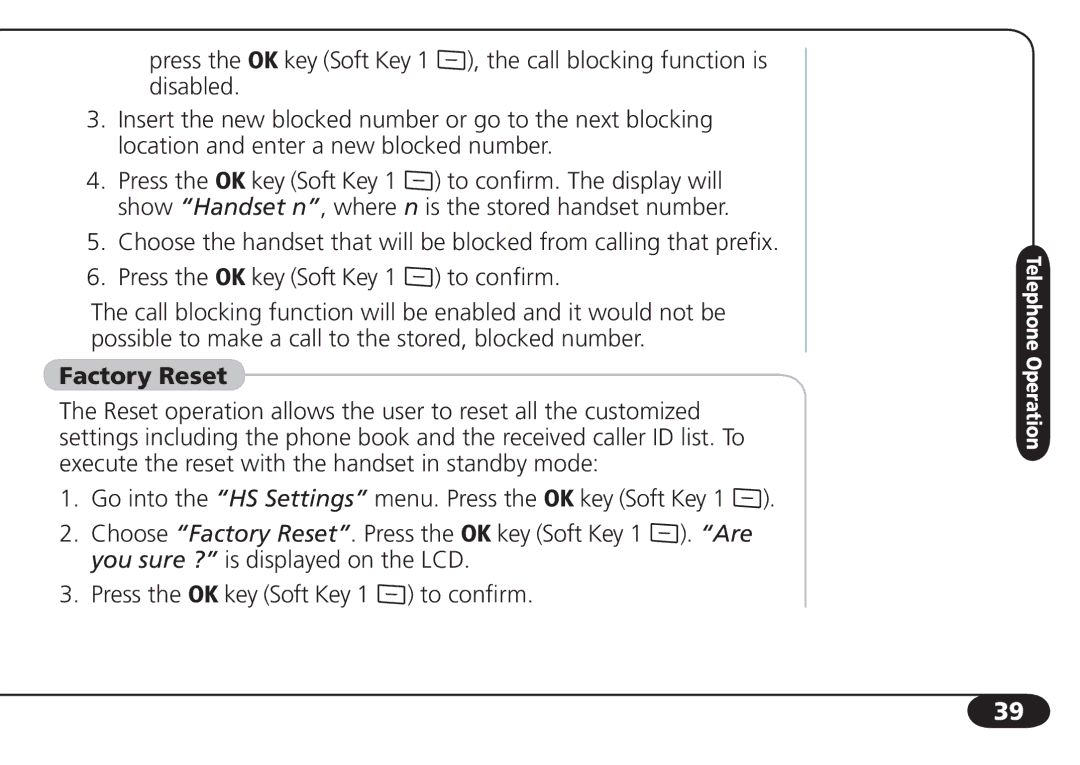 SBC comm SBC-6020 user manual Factory Reset 