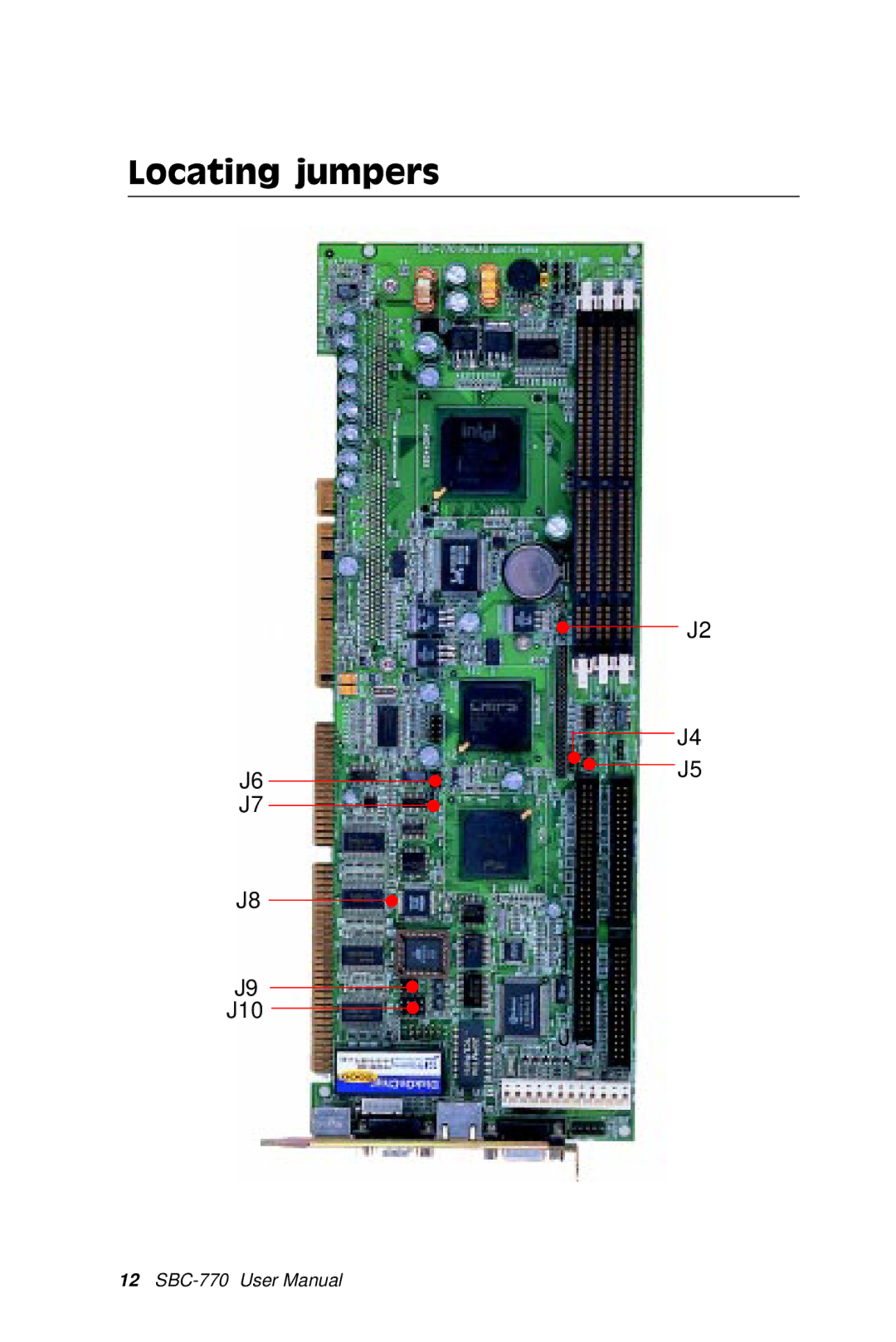 SBC comm SBC-770 manual Locating jumpers 