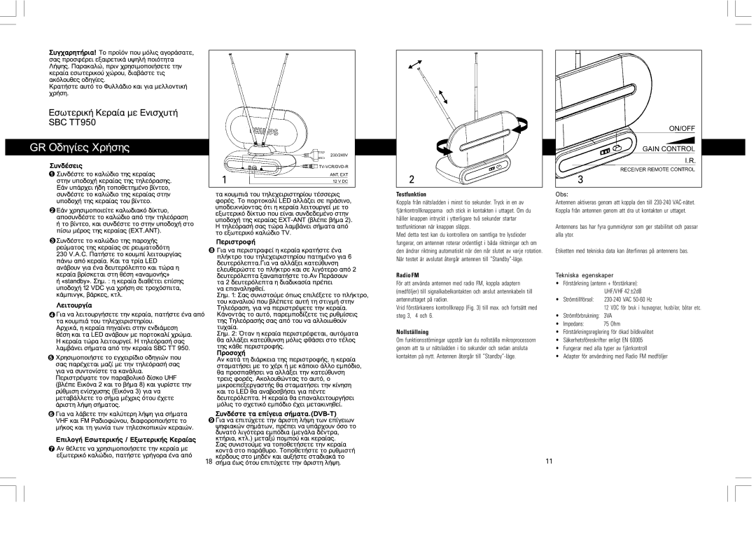 SBC comm SBCTT950 instruction manual Testfunktion, Nollställning, Obs 