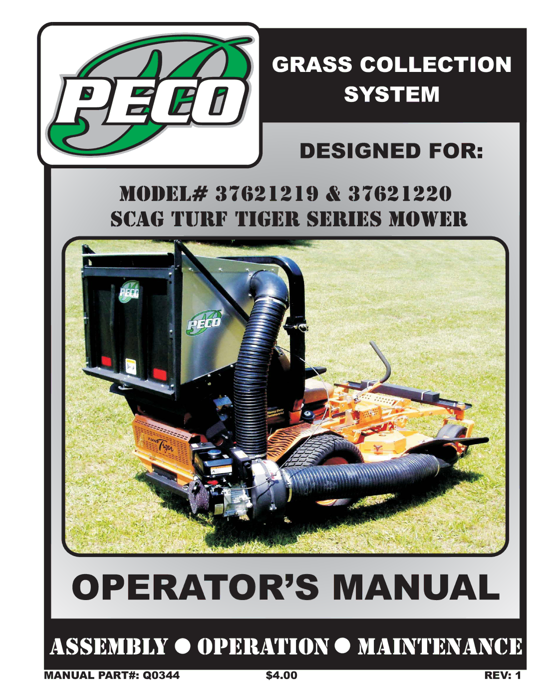 Scag Power Equipment 37621219, 37621220 manual Peco, $4.00 REV 