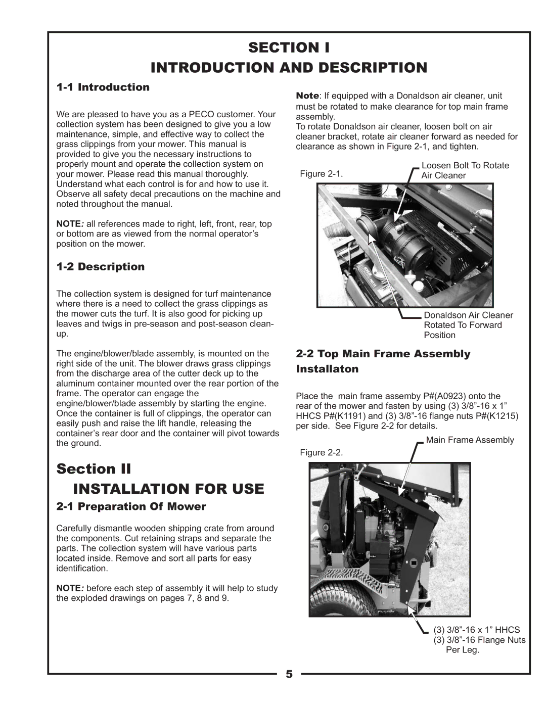 Scag Power Equipment 37621219, 37621220 manual Section Introduction and Description, Preparation Of Mower 