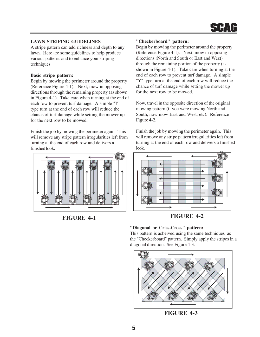 Scag Power Equipment 7630001 manual Lawn Striping Guidelines 