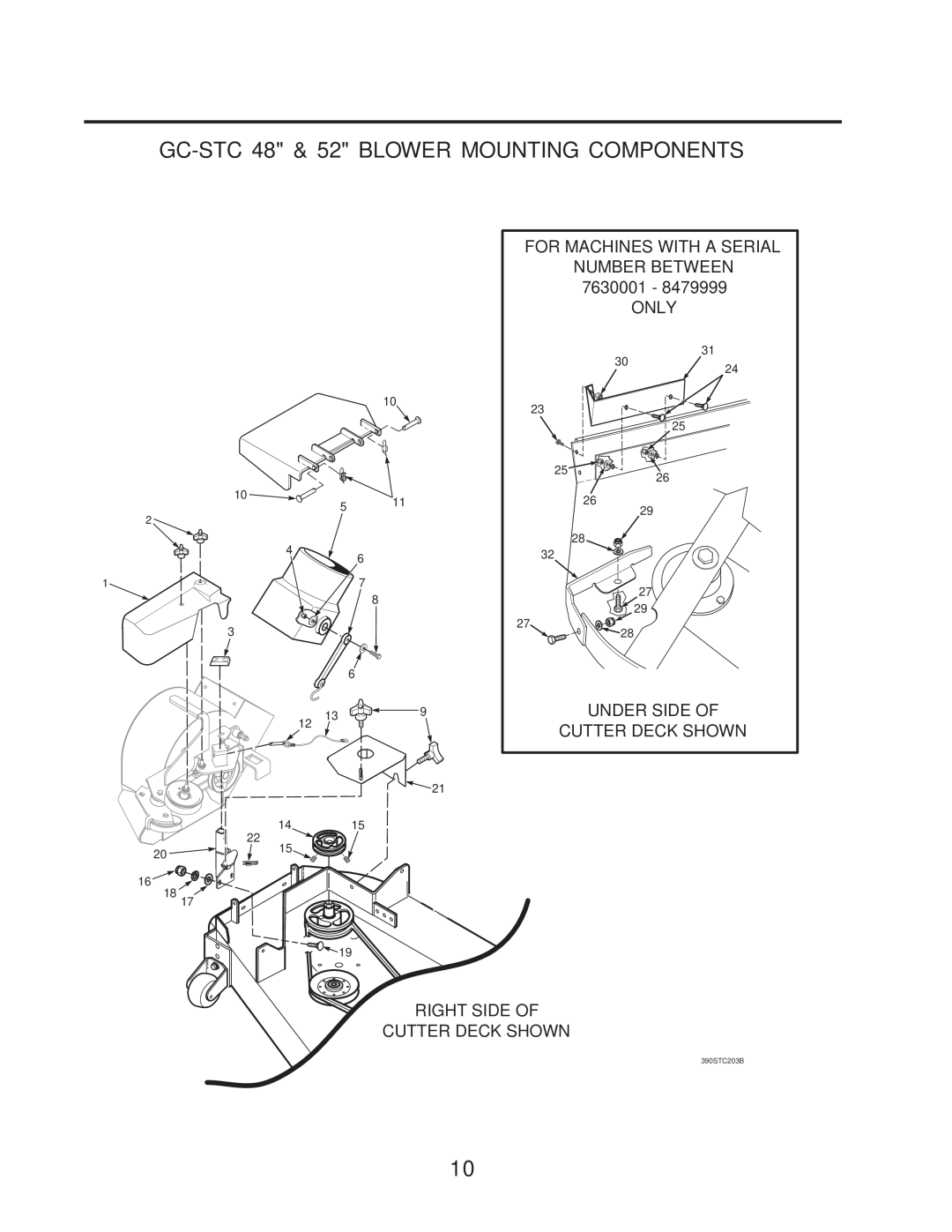 Scag Power Equipment GC-STC-CS manual GC-STC 48 & 52 Blower Mounting Components 