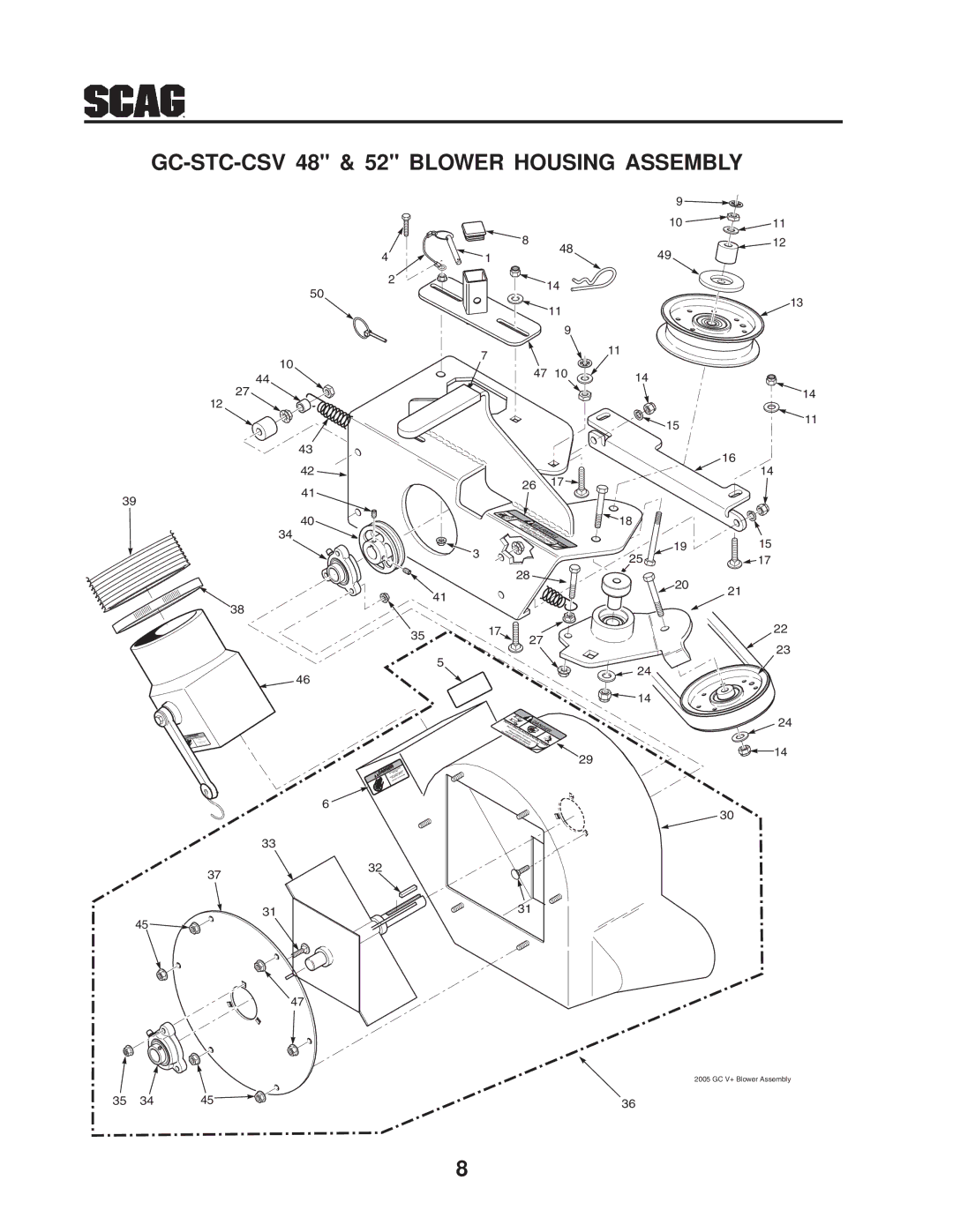 Scag Power Equipment manual GC-STC-CSV 48 & 52 Blower Housing Assembly 