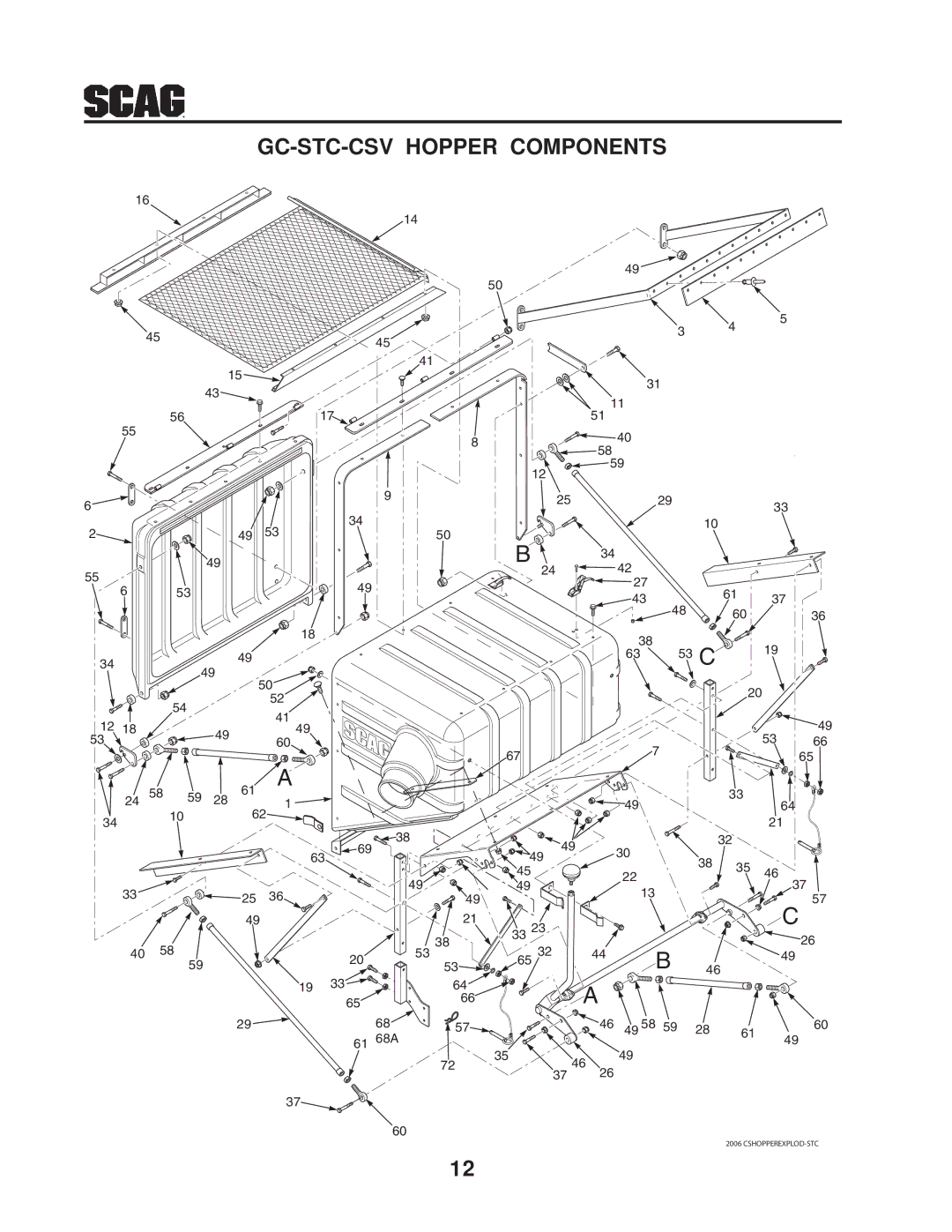 Scag Power Equipment manual GC-STC-CSV Hopper Components 