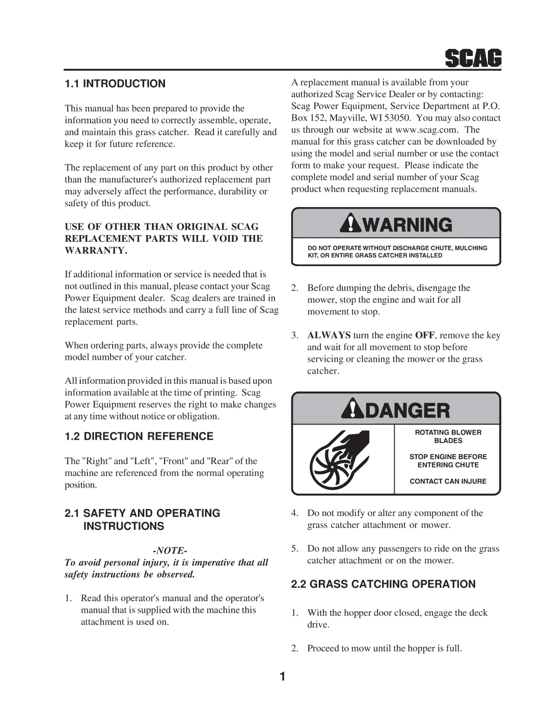 Scag Power Equipment GC-STC-CSV manual Introduction 