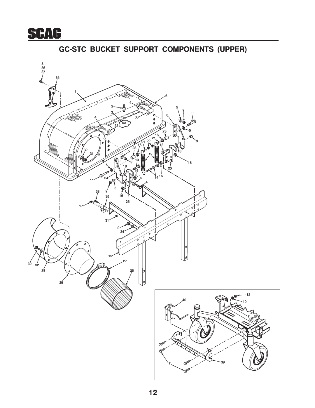 Scag Power Equipment GC-STC-V operating instructions Gc-Stc Bucket Support Components Upper 