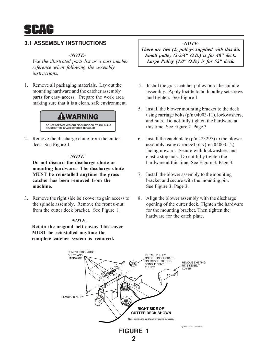 Scag Power Equipment GC-STC manual Assembly Instructions 