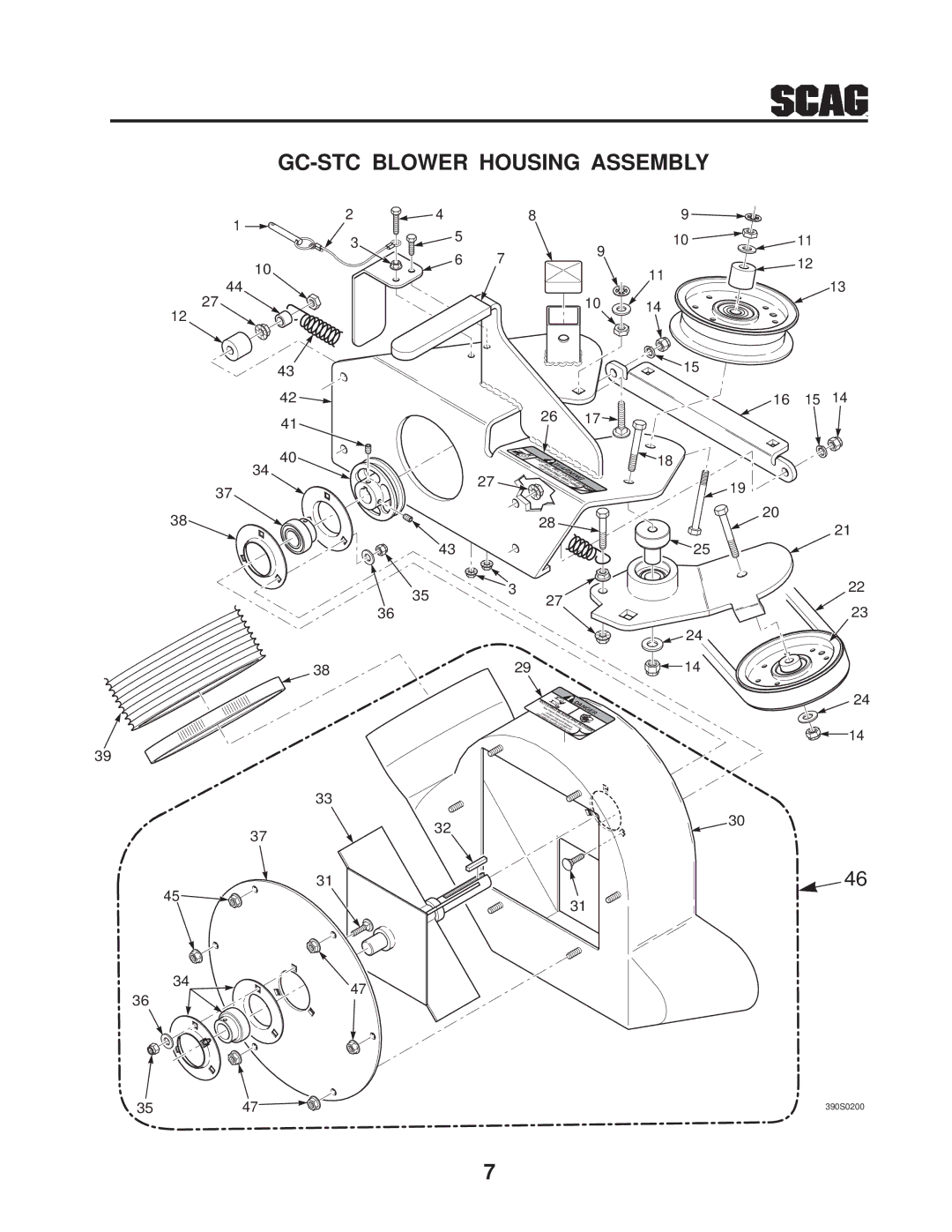 Scag Power Equipment manual GC-STC Blower Housing Assembly 