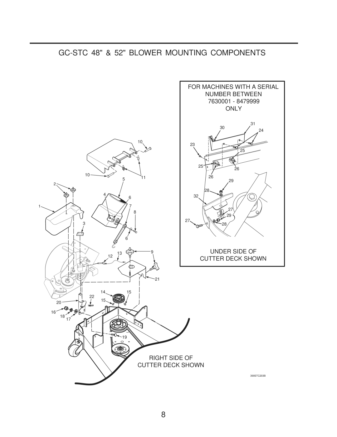 Scag Power Equipment manual GC-STC 48 & 52 Blower Mounting Components 