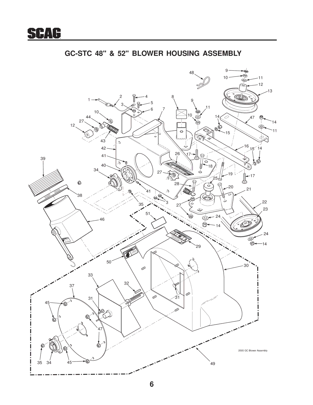 Scag Power Equipment manual GC-STC 48 & 52 Blower Housing Assembly 