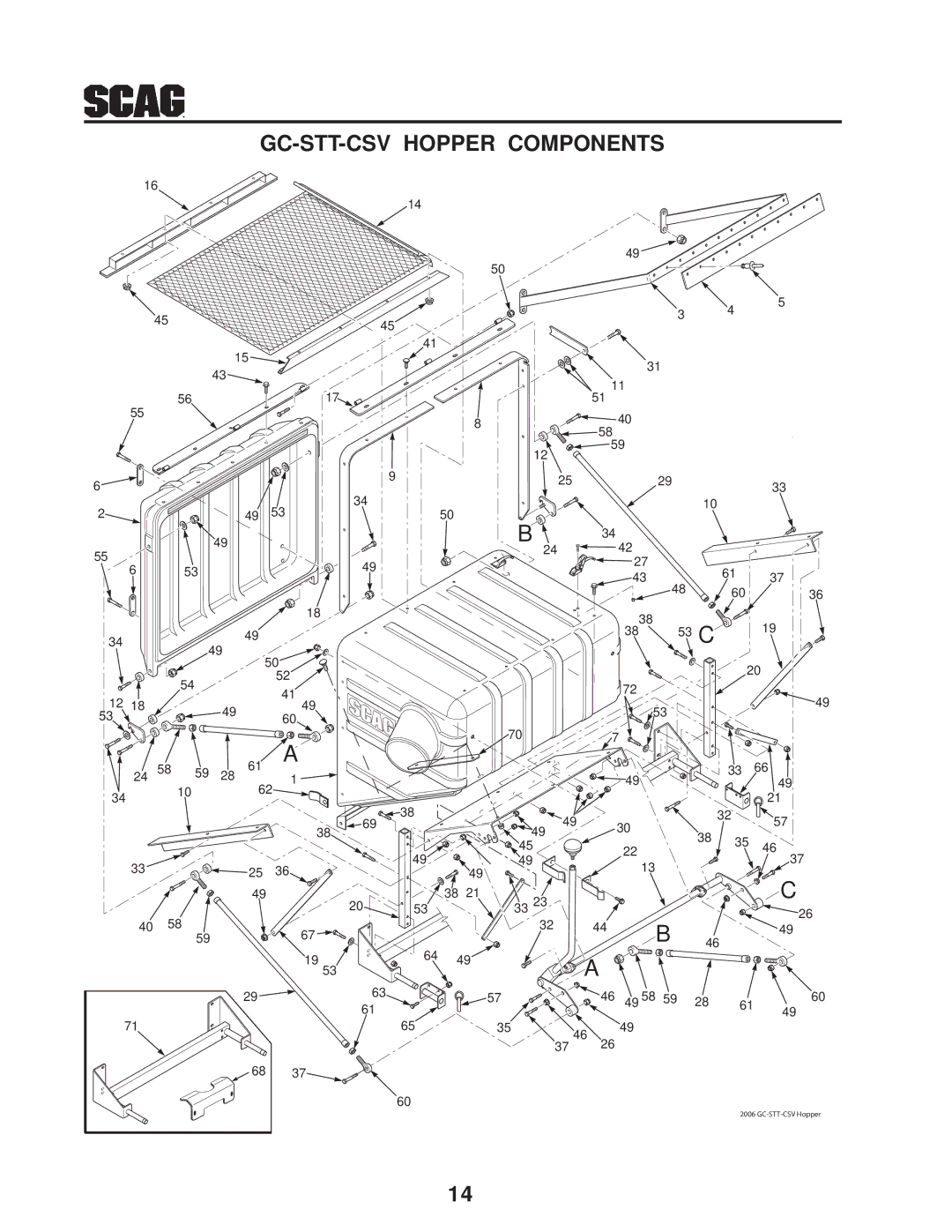 Scag Power Equipment manual GC-STT-CSV Hopper Components 