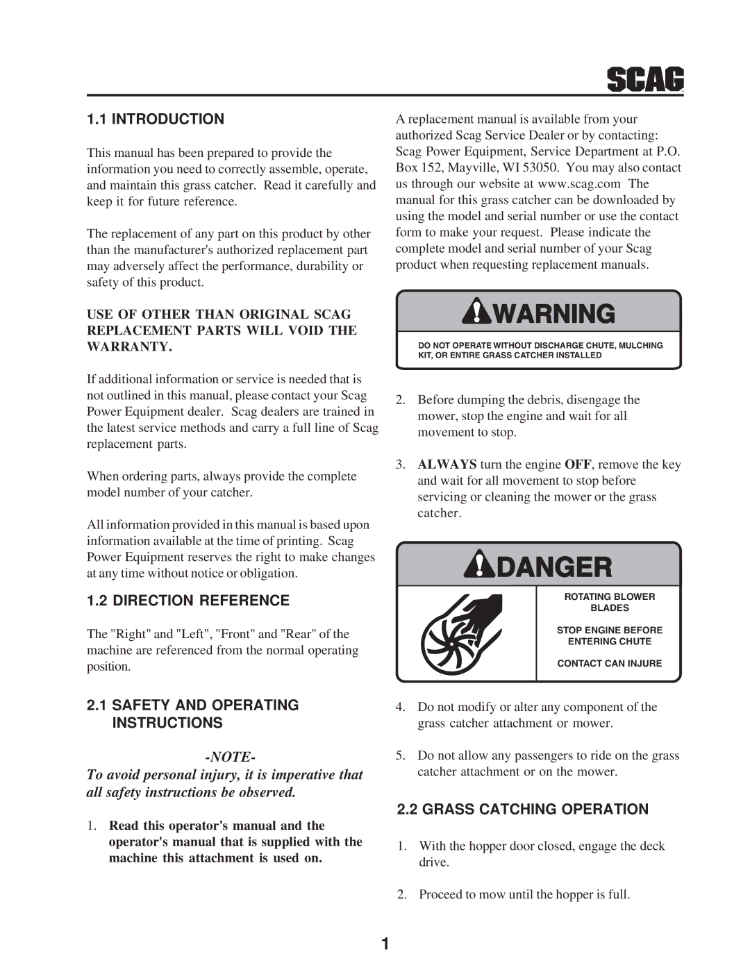 Scag Power Equipment GC-STT-CSV manual Introduction 