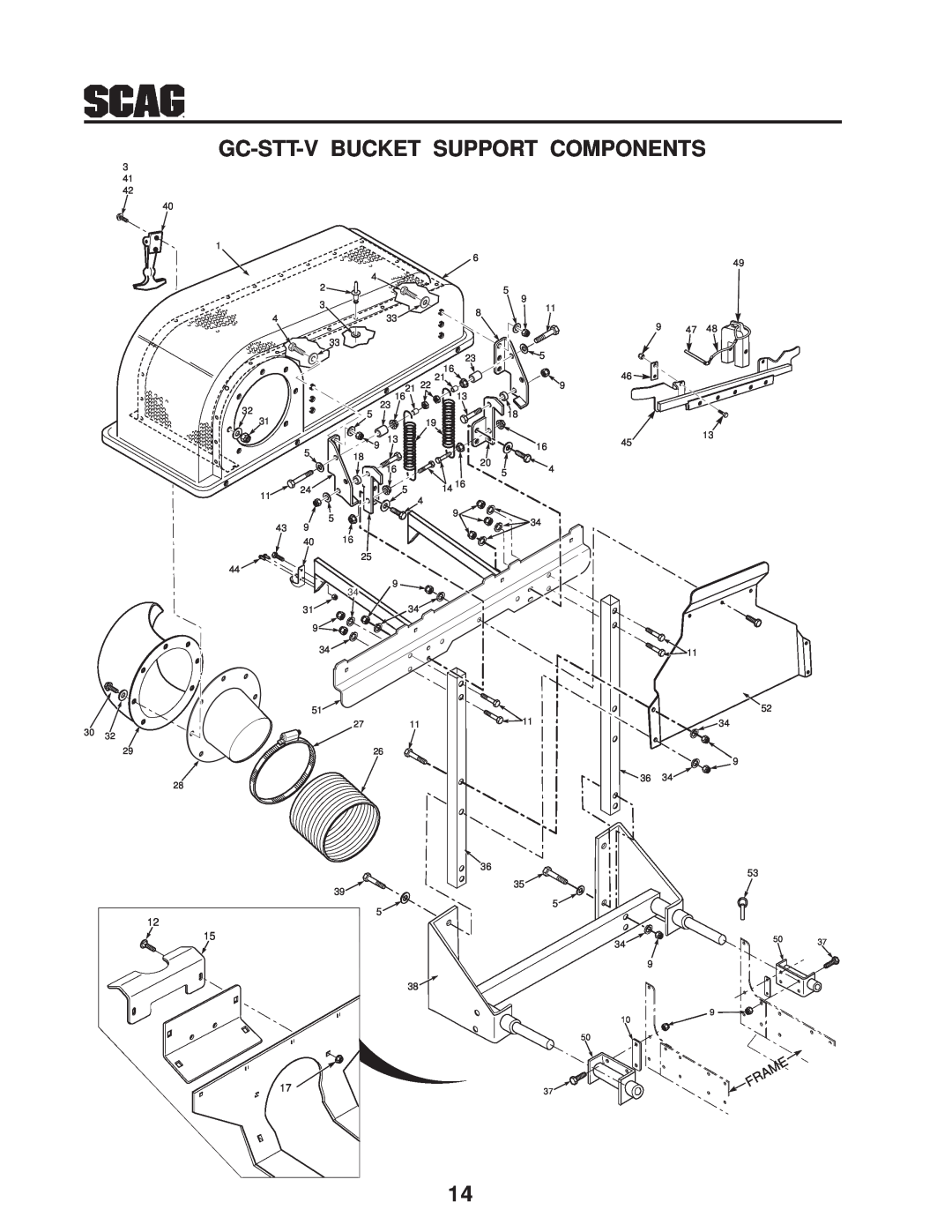 Scag Power Equipment GC-STT-V operating instructions Gc-Stt-V Bucket Support Components, 2711 