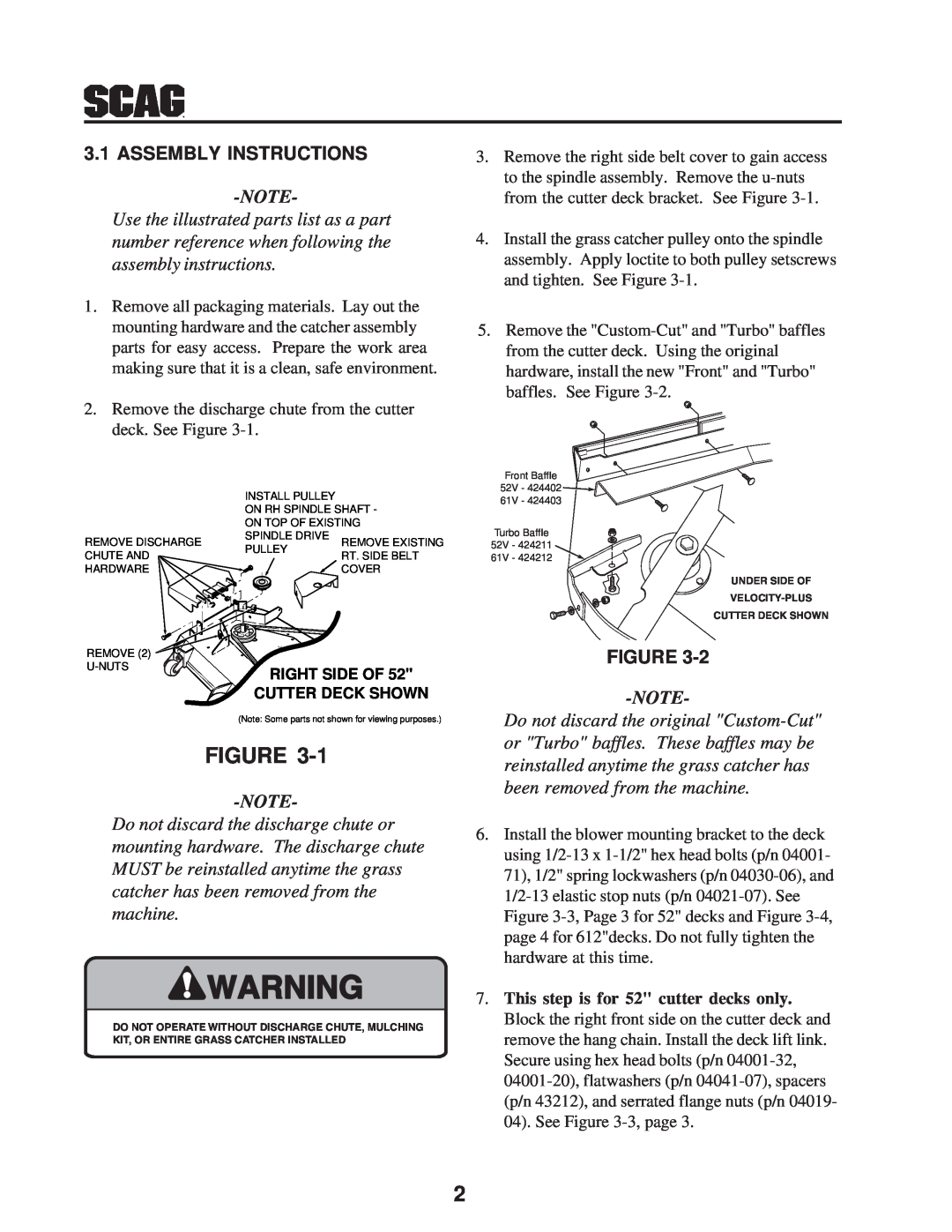 Scag Power Equipment GC-STT-V operating instructions Assembly Instructions, Use the illustrated parts list as a part 