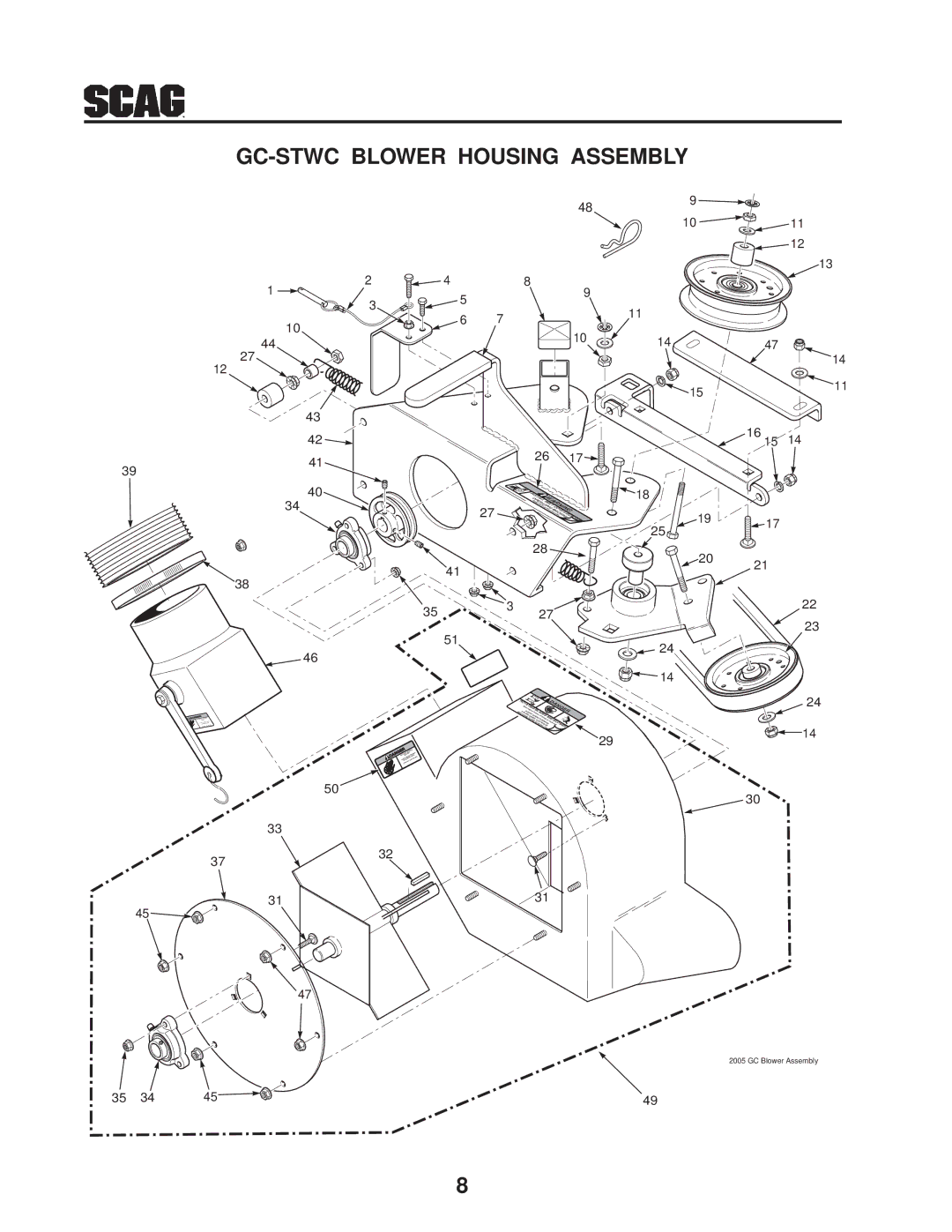 Scag Power Equipment GC-STWC-61 manual GC-STWC Blower Housing Assembly 