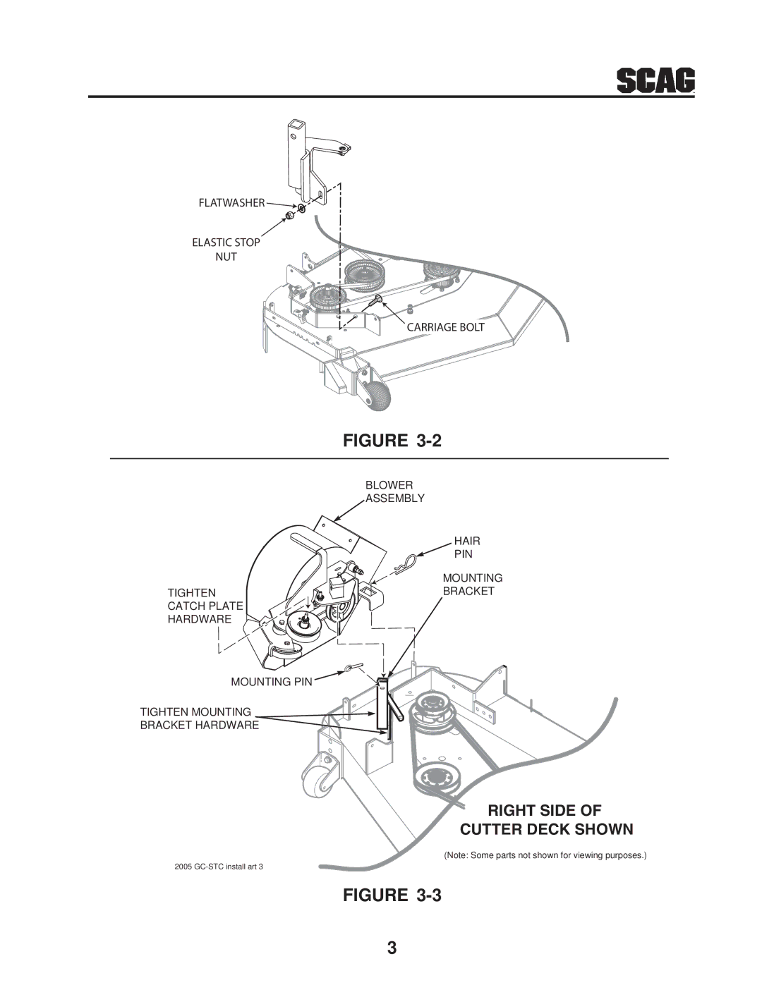 Scag Power Equipment GC-STWC-61 manual Right Side Cutter Deck Shown 