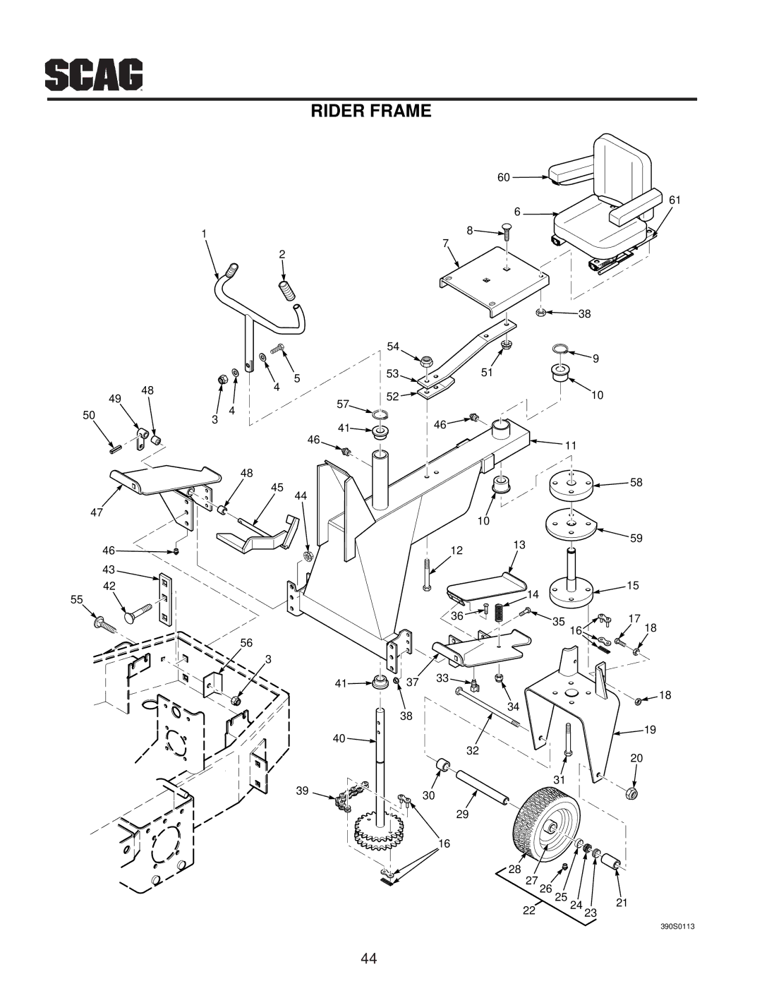 Scag Power Equipment MAG manual Rider Frame 