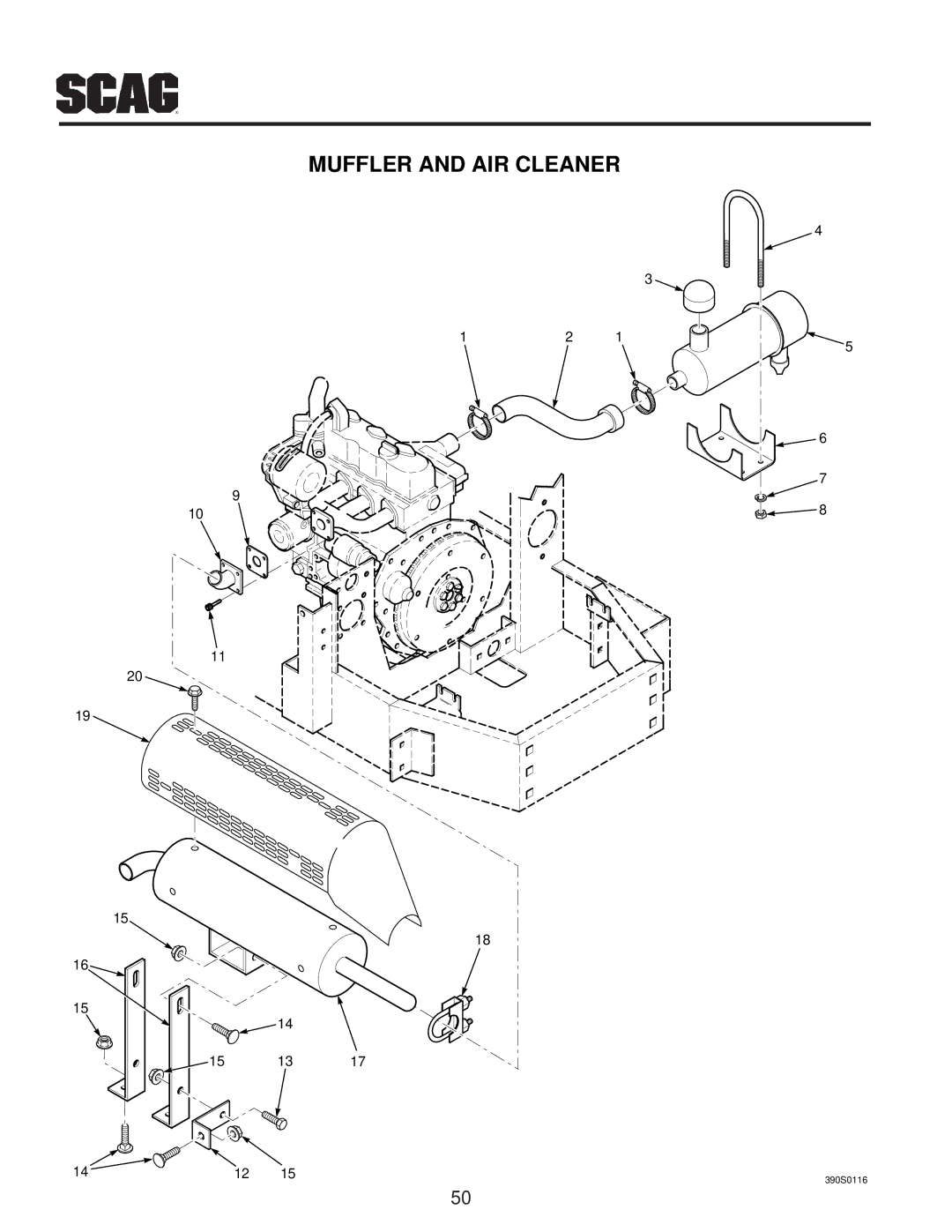 Scag Power Equipment MAG manual Muffler and AIR Cleaner 