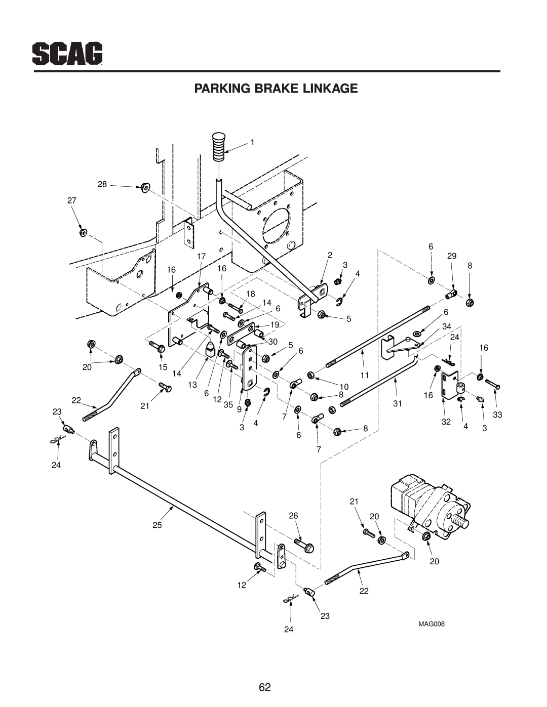 Scag Power Equipment manual Parking Brake Linkage, MAG008 