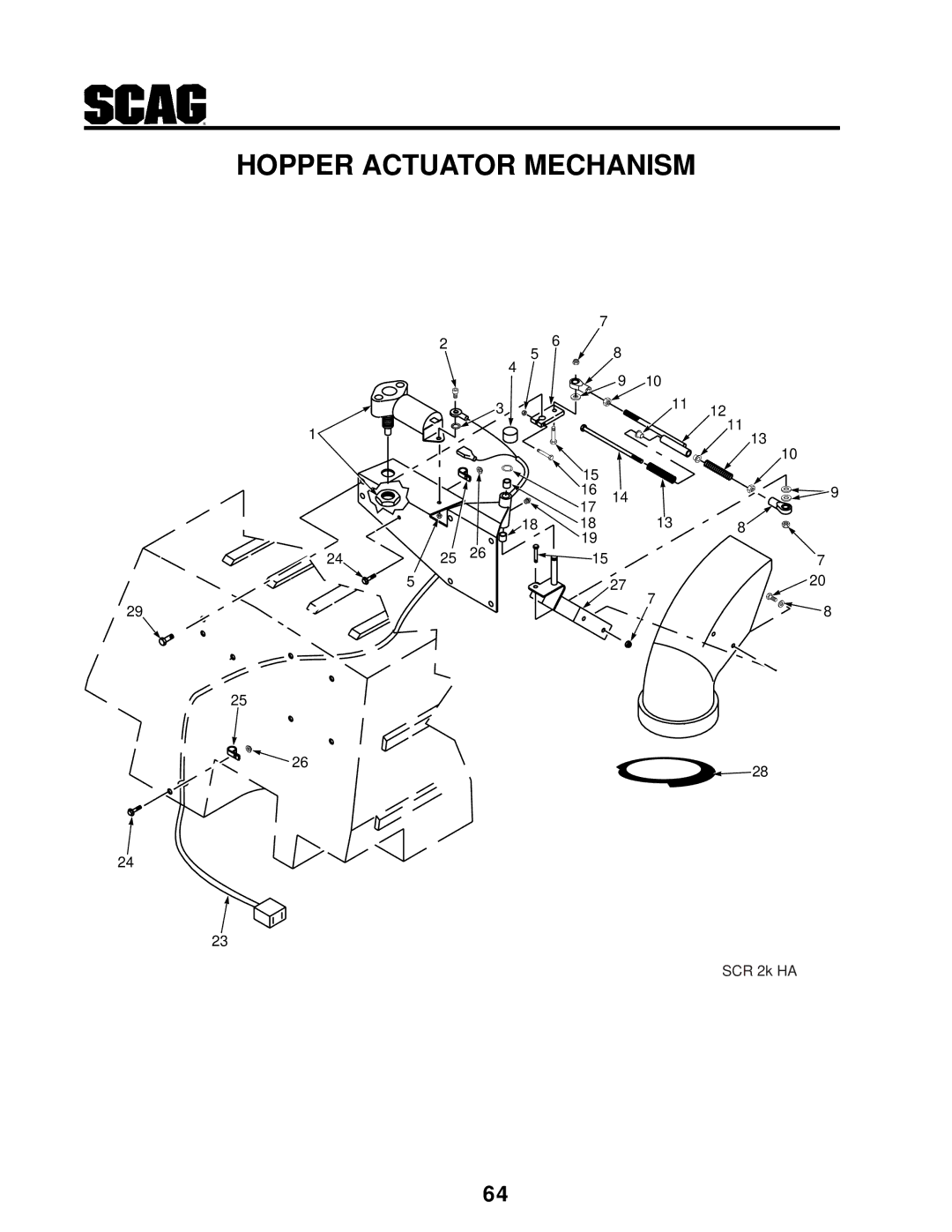 Scag Power Equipment SCR manual Hopper Actuator Mechanism 