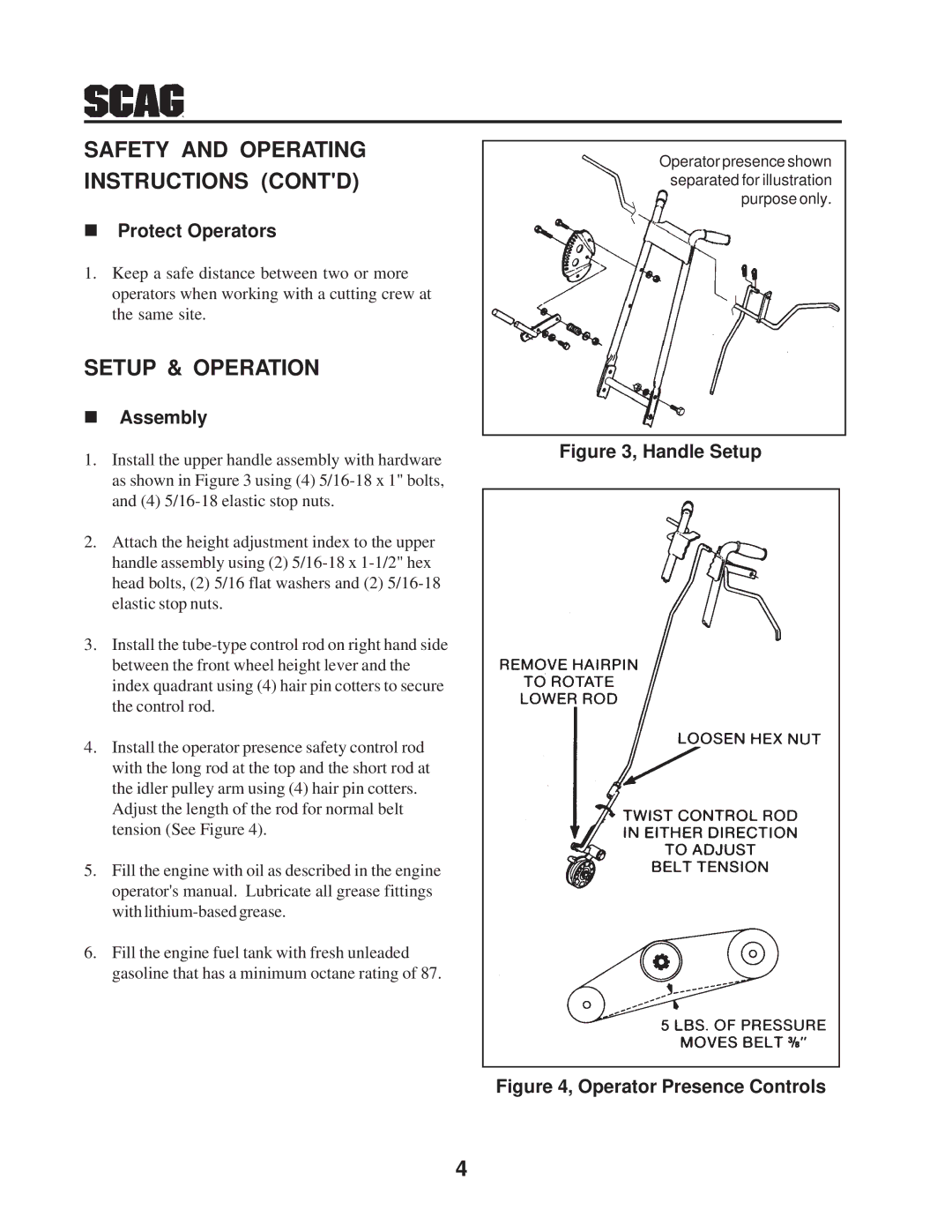 Scag Power Equipment SE-3.5BS manual Setup & Operation, Protect Operators, Assembly 