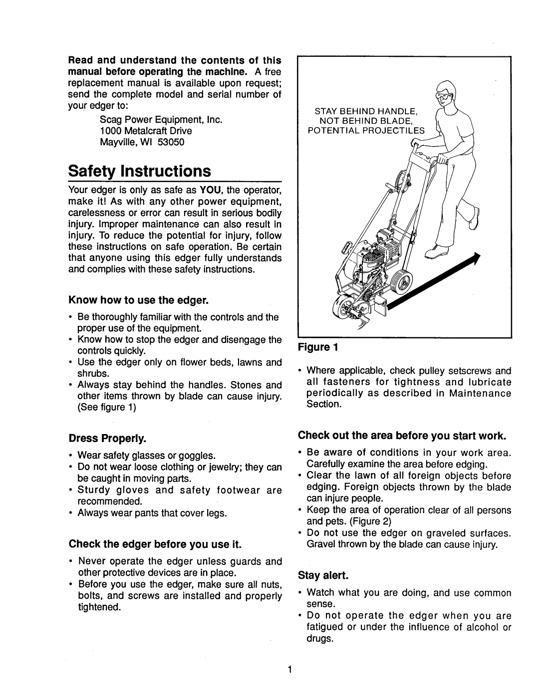 Scag Power Equipment SE-3KA, SE-3BS manual 