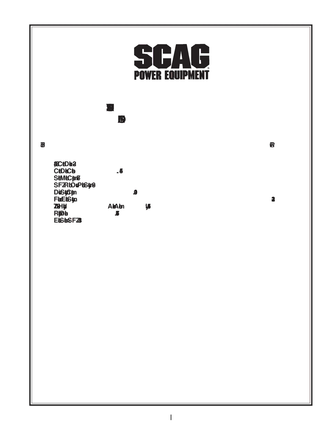 Scag Power Equipment SFZ52-19KA, SFZ52-26BS, sfz48-26bs, SMFZ-52, SMFZ-48, SFZ48-19KA Illustrated Parts List Table of Contents 