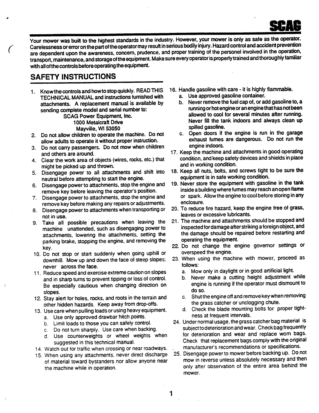 Scag Power Equipment STG-13KA, SLM-48, SLM-40, STG-14KH manual 