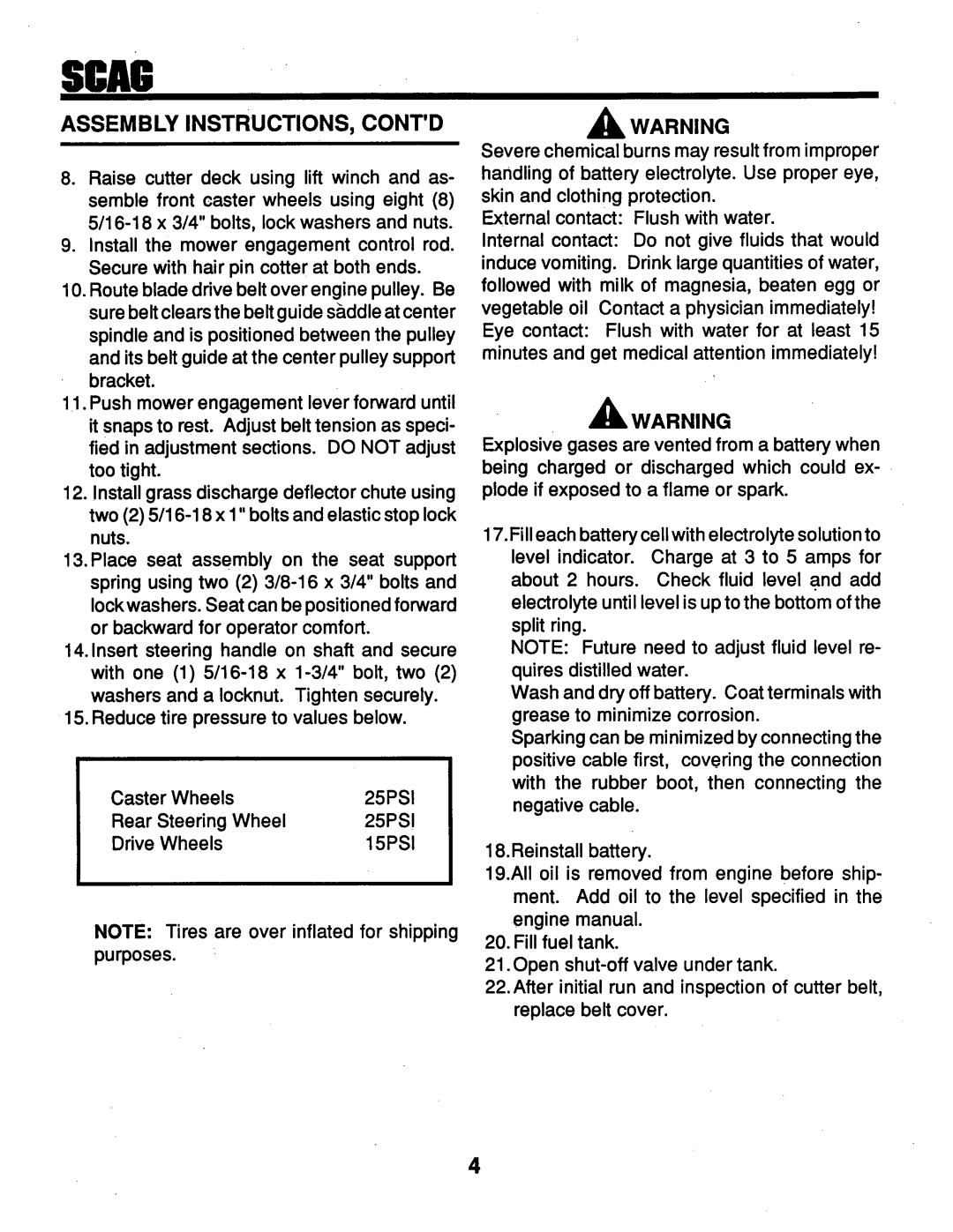 Scag Power Equipment STHM-18KH, SM-61, STG-18KH manual 