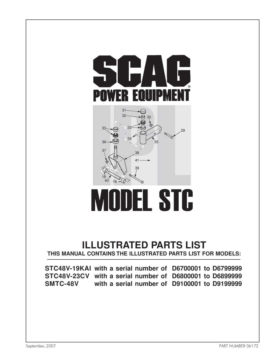 Scag Power Equipment STC48V-19KAI, SMTC-48V, STC48V-23CV manual Model STC 