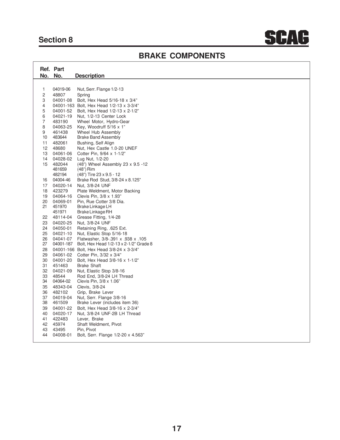 Scag Power Equipment STC48V-19KAI, SMTC-48V, STC48V-23CV manual 04019-06 