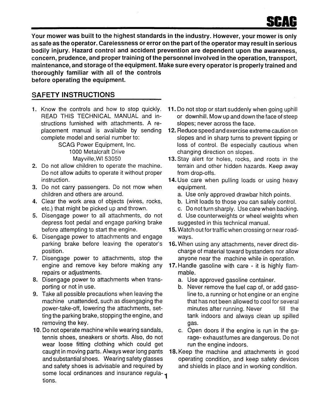 Scag Power Equipment STHM-20KH, SMTH-20KH, SM-52, SM-72 manual 