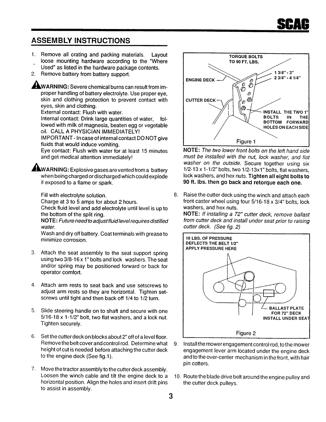 Scag Power Equipment SM-52, SMTH-20KH, SM-72, STHM-20KH manual 