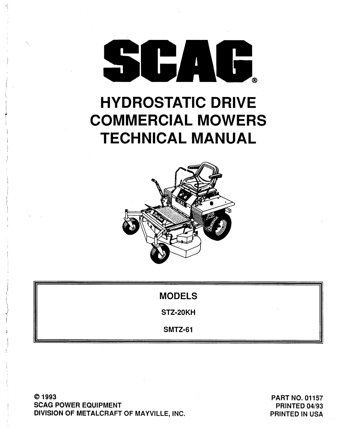 Scag Power Equipment SMTZ-61, SMTZ - 81, STZ-20KH manual 