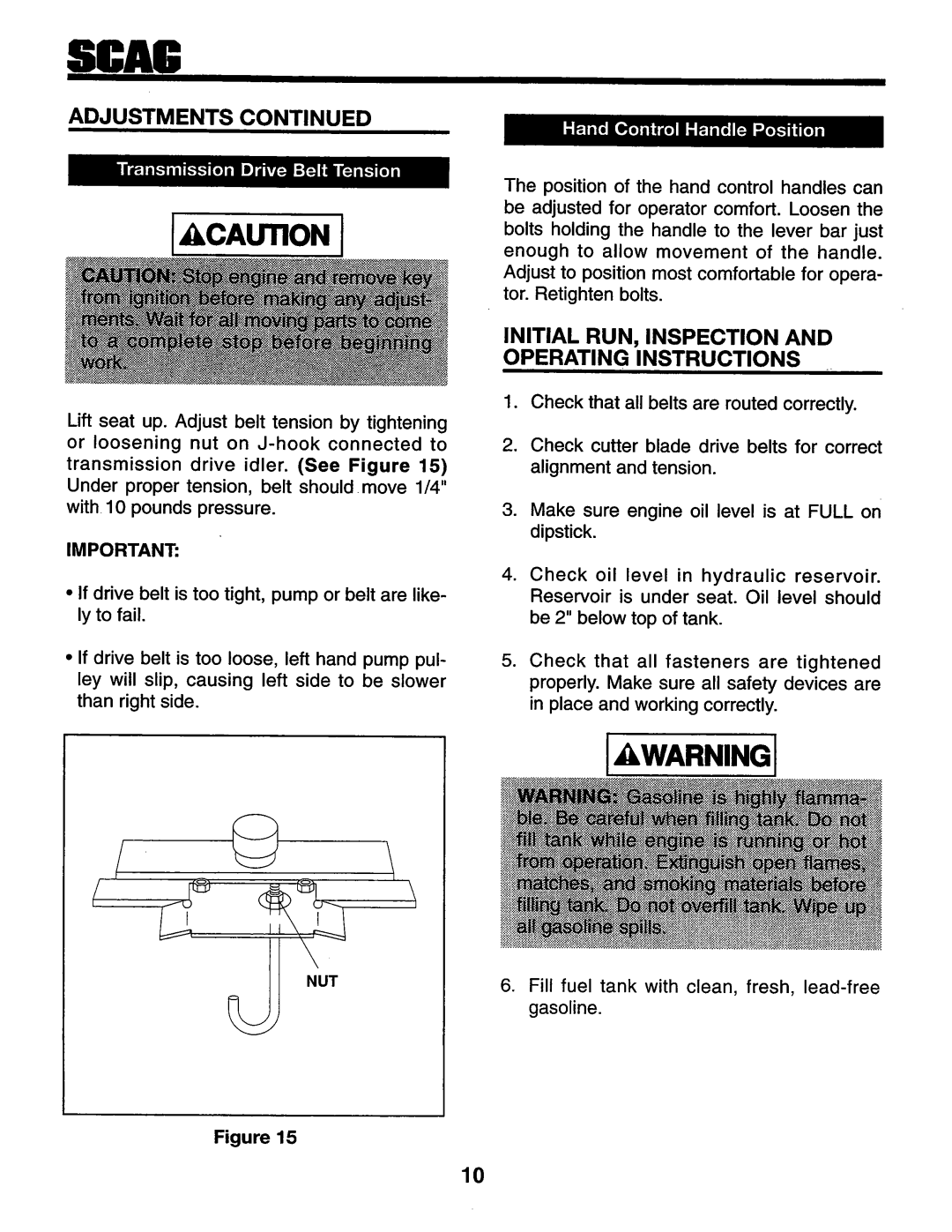 Scag Power Equipment SSZ-16KH, SMZ-48, SSZ-16BV, SSZ-18BV, SSZ-18KH manual 