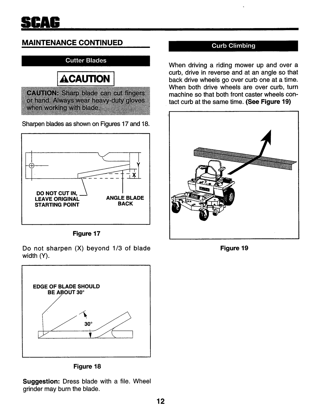 Scag Power Equipment SSZ-18KH, SMZ-48, SSZ-16BV, SSZ-16KH, SSZ-18BV manual 