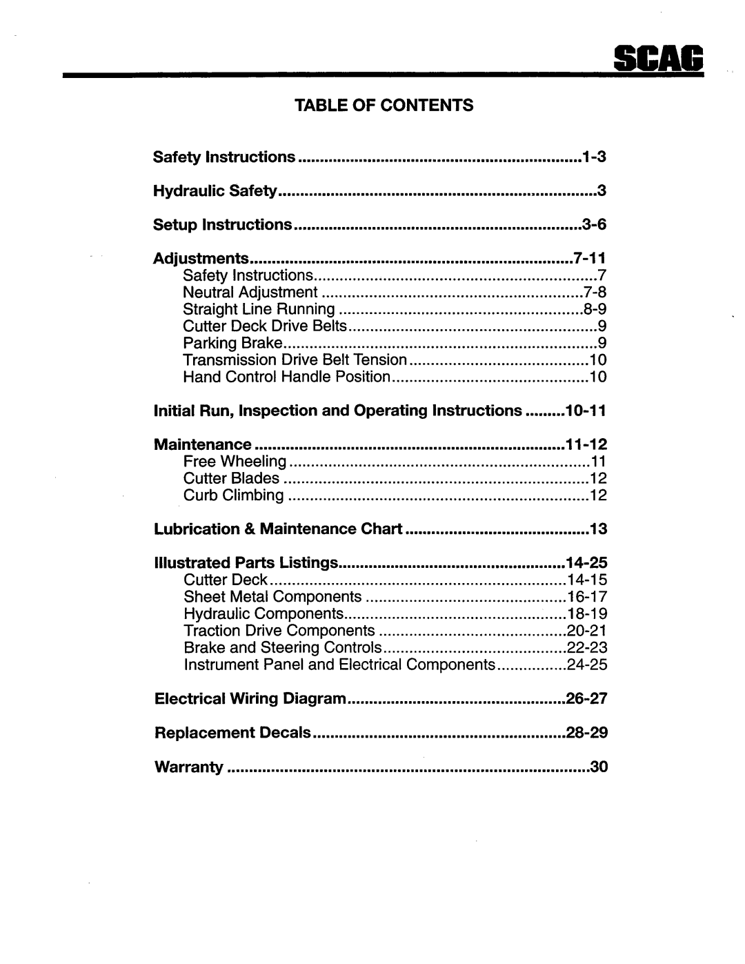 Scag Power Equipment SSZ-16KH, SMZ-48, SSZ-16BV, SSZ-18BV, SSZ-18KH manual 