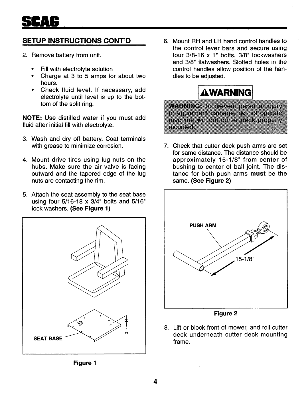 Scag Power Equipment SSZ-16BV, SMZ-48, SSZ-16KH, SSZ-18BV, SSZ-18KH manual 