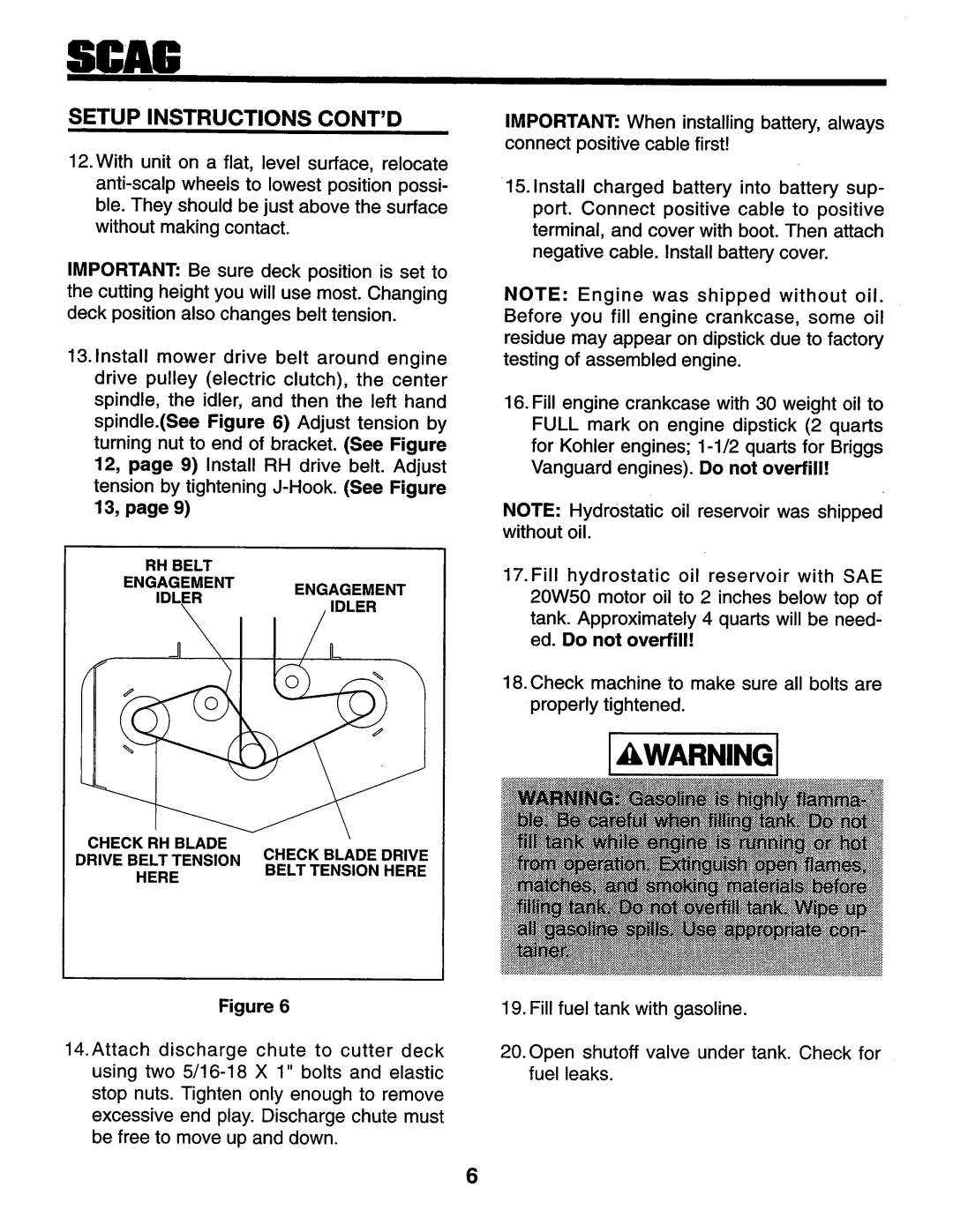 Scag Power Equipment SSZ-18BV, SMZ-48, SSZ-16BV, SSZ-16KH, SSZ-18KH manual 