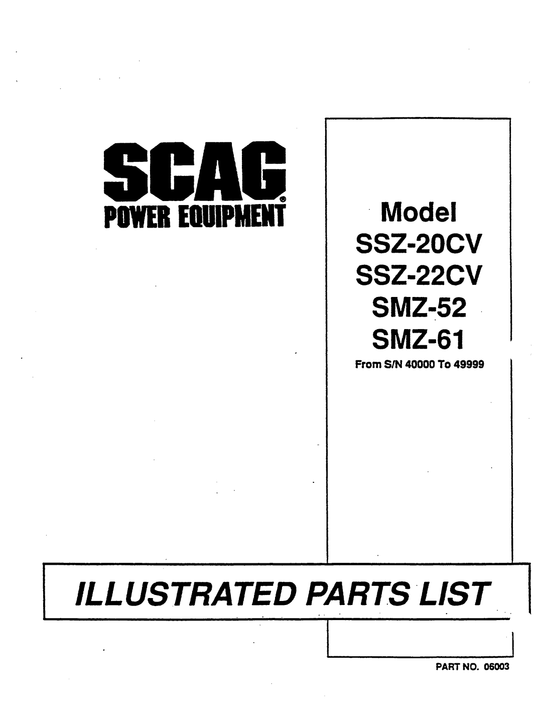 Scag Power Equipment SSZ42, SSZ-42, SSZ-48 manual 