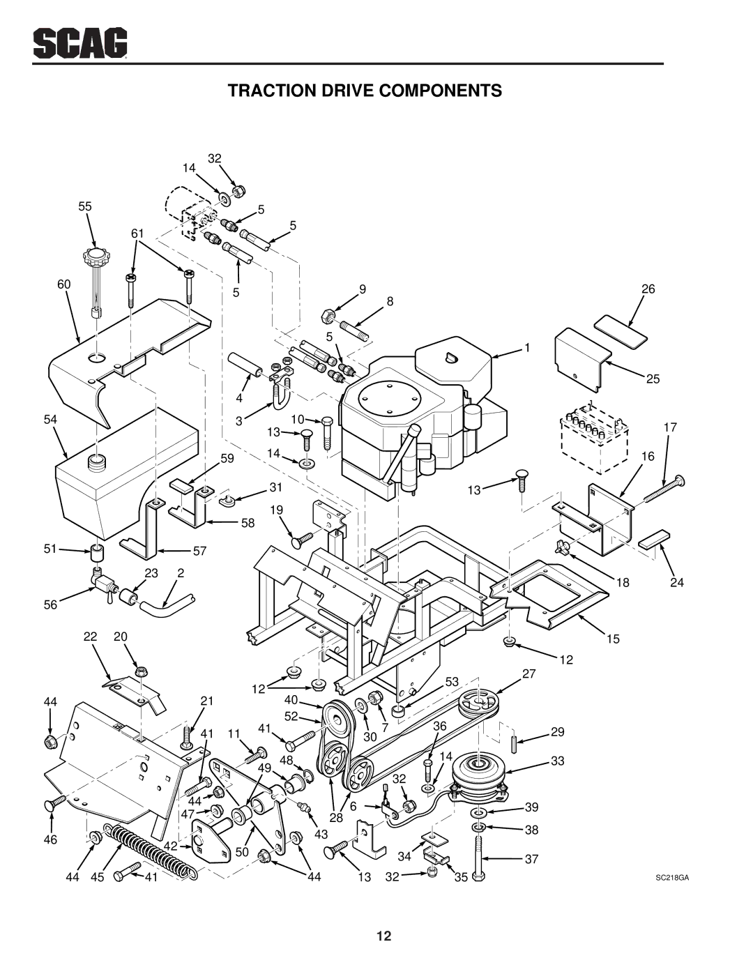 Scag Power Equipment SSZ operating instructions Traction Drive Components 