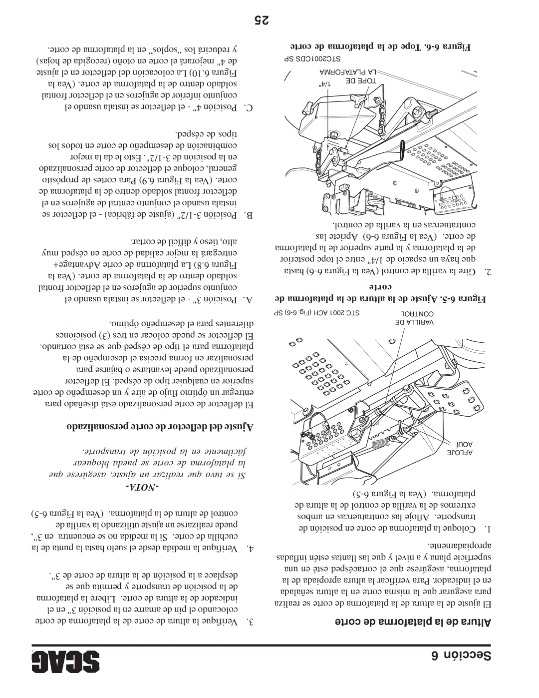 Scag Power Equipment STC Corte de plataforma la de Altura, Posiciones 3 tres en colocar puede se deflector El 