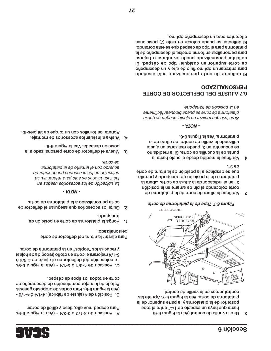 Scag Power Equipment STC52V-27CV-SS manual Personalizado a 7juste.6ctorl, Corte de plataforma la de Tope .7-6 Figura 